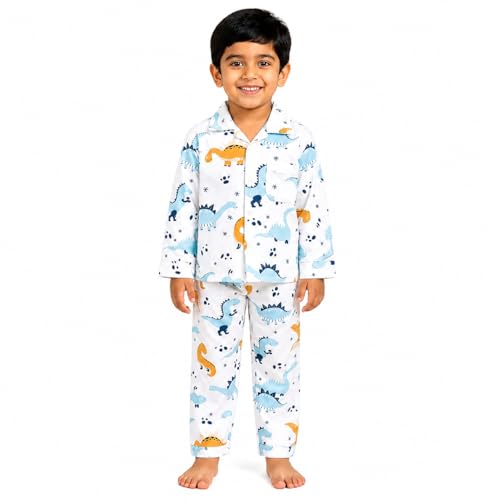 Image of The Mom Store Kids Cotton Night Suit for Boys and Girls | Soft Breathable Night Dress for Kids Boys and Girls | Printed Nightsuit Pajama Set | Comfortable All-Season Sleepwear for Daily Use