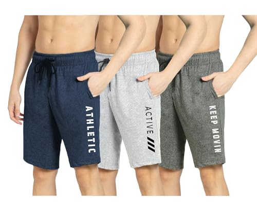 Image of KART BLACK Men's Regular Fit Shorts with Pocket /Casual Knit Shorts /Combo Pack of 3 /Summer Shorts