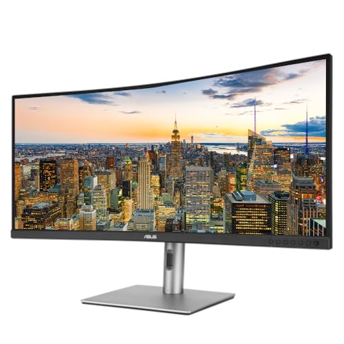 Image of Asus ProArt PA34VCNV 34-inch Curved 1440P UW-QHD Professional Monitor, 2-Pack Bundle with USB-C 96W PD, Daisy Chain DisplayPort, HDMI, USB Hub, Integrated Speakers and Desk Mount Dual Monitor Stand