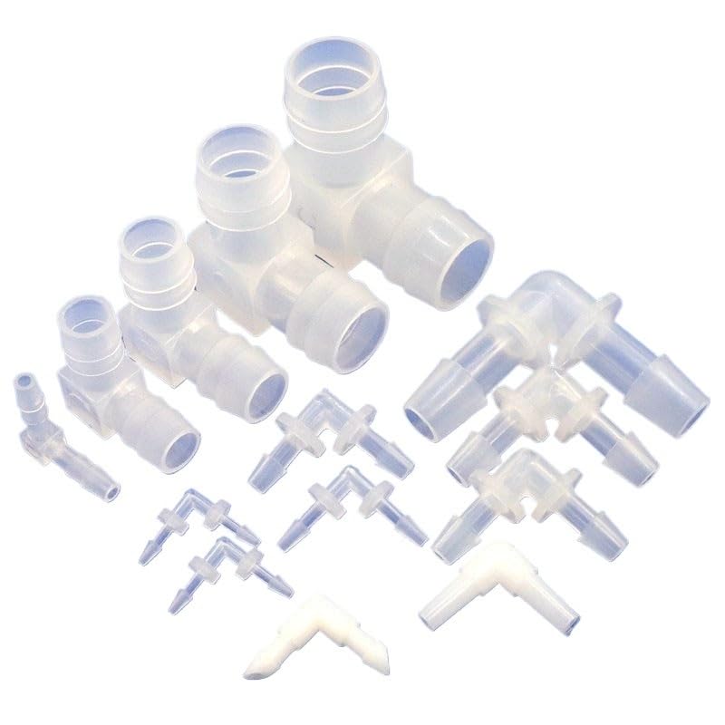 5 ~ 200 piezas de 4 ~ 20 mm de grado alimenticio PP codo pecera tubo junta jardín agua bomba aire manguera (20-20 codos, 200 piezas)