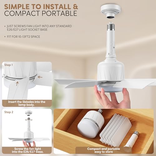NIORSUN Ventoinhas de teto com luzes e controle remoto, 3 CCT 3000K-6000K, ventilador de luz com lâm