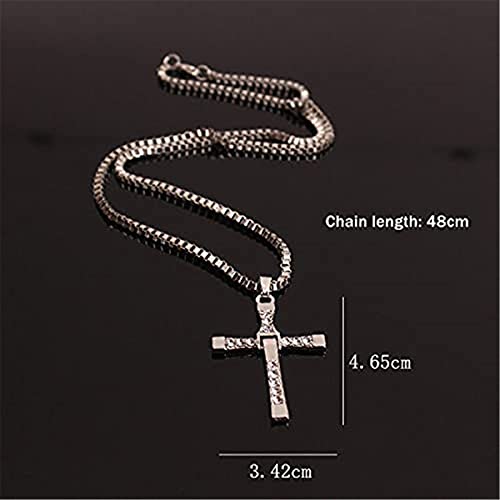 KEPOS Vin Diesel Ketting van snelle en woedende Dominic Toretto Cross RVS Film Geïnspireerd Kruis Rhinestones Heren Sieraden Hanger Ketting Ketting Kruis Ketting Sieraden (Zilver) - Image 8