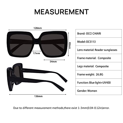 Image of OCCI CHIARI Oversized reading sunglasses for women 1.0 1.25 1.5 1.75 2.0 2.25 2.5 2.75 3.0 3.5