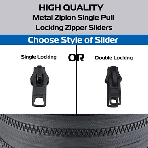 Ez-Xtend #10 Lenzip Chain Vislon Zipper By The Yard With Locking Sliders. Boat Cushions, Duffle Bags, Back Packs, Sewing, Replacement Zipper(5 Yards & 4 Double Pulls) #TOP3