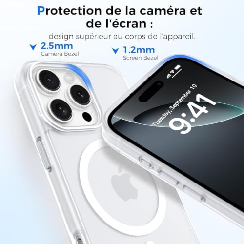Image of DIZORO for iPhone 16 Pro Max Case Compatible with Magsafe Slim Thin Hard PC Translucent Frosted Rugged Drop-Proof Shockproof Protective Case for iPhone 16 Pro Max (Clear) Visit the Store