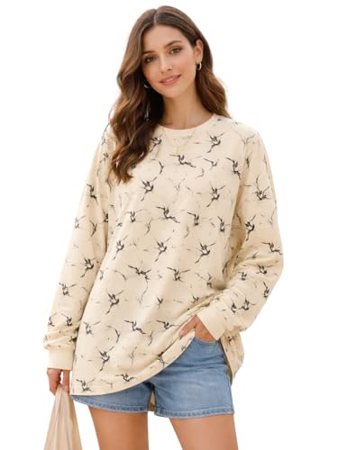 Image of RodZen Oversized | Loose Fit |Full Sleeves Cotton Loopnet Round Neck T-Shirt for Womens /Girls