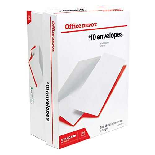 Office Depot All-Purpose Envelopes, 10 (4 1/8in. x 9 1/2in.), White, Box of 500, 12010