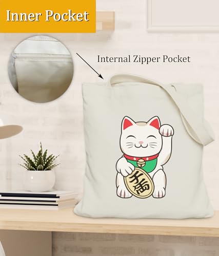 Image of Cat Gifts Tote Bag for Women Girls, Cat Lover Gifts Tote Bag for Daughter Besties, Medium Size with Inner Pocket