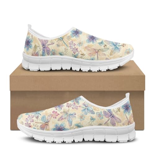Image of Hummingbird Floral Print Lightweight Walking Shoes for Women Mesh Casual Sneakers Size 5-10.5