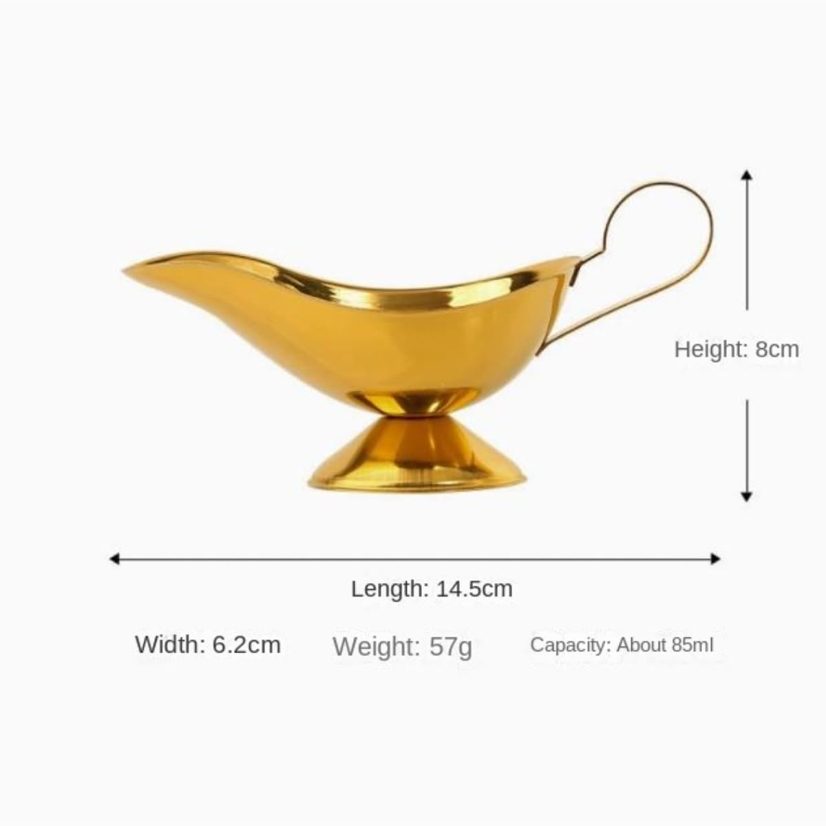 Recipiente para salsa, salsa de carne, cubeta de salsa occidental, taza de salsa gruesa para salsa, bote de salsa para la familia (dorado, 14,5 x 8 cm)