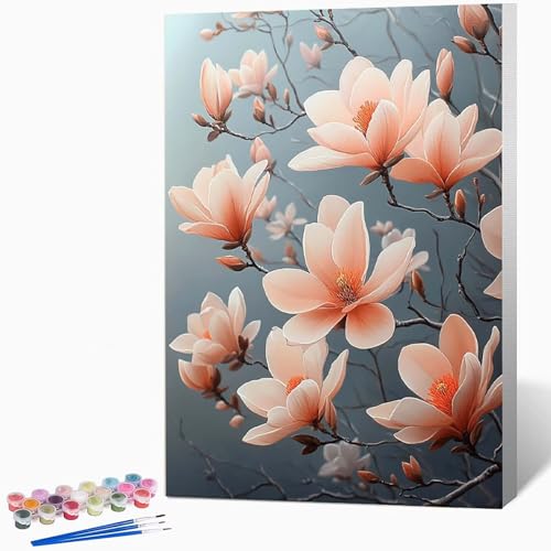 数字油絵 花 ペイントバイナンバー 風景, ナンバーペイント大人のDIYセット(ブラシとアクリル絵の具を含む)、クリエイティブな手作りの油絵セット、女性へのデジタル絵画ギフト、壁の装飾 40×60cm -WX2510152
