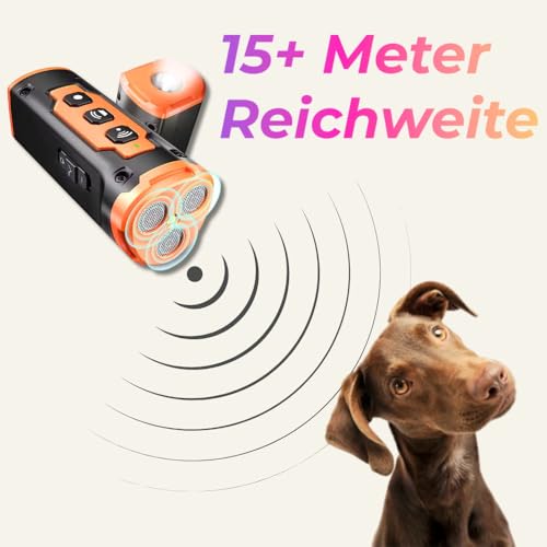 solavieBarkStop Hundetrainer 6-in-1 Anti-Bell-Gerät für Hunde – Ultraschall Hundebellen Stopper mit 3 Schallwellen, 9m Reichweite, wiederaufladbar, tragbar mit LED-Licht für Innen & Außen (Black)