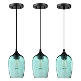 SEENMING HOUSE 3 Pack 1 Light Hanging Indoor Kitchen Island Pendant Lights,5.1" Hand Blown Black See