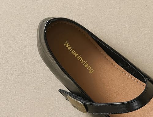 Niction Women's Mary Jane Shoes Round Toe Comfortable PU Leather Slip on Ballet Flats Adjustable Strap Soft Work Dress Ballerina Walking Shoes 5
