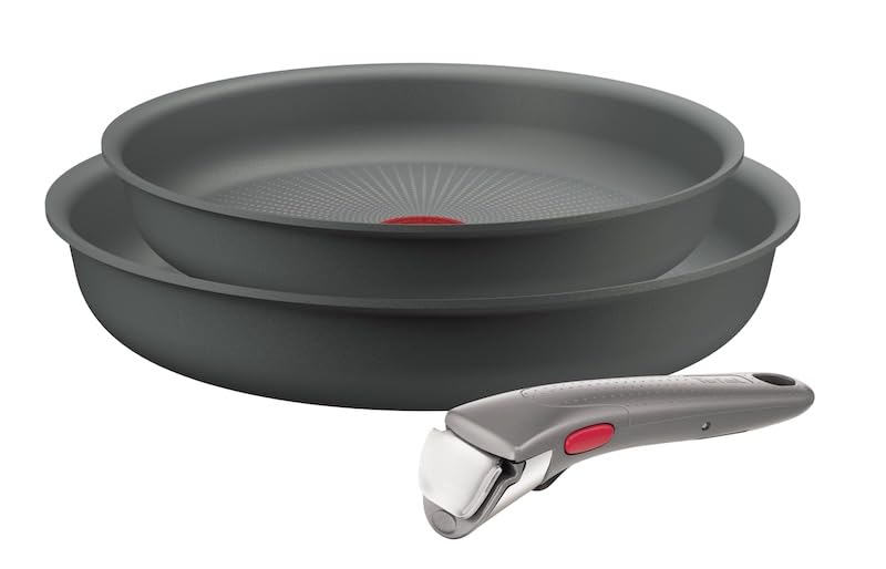 Poêles 22/26 cm Tefal Ingenio Halo en aluminium gris à poignée amovible