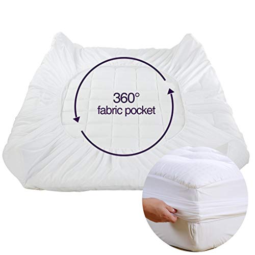 Image of EASELAND RV King Mattress Pad Pillow Top Mattress Cover Quilted Fitted Mattress Protector Cotton Top 8-21 inch Deep Pocket Cooling Mattress Topper (72x80 Inches, White)