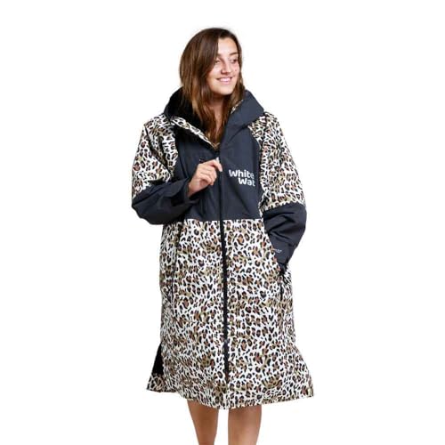 WHITE WATER | Adults Unisex Waterproof Changing Robe | Windproof, Quick Dry, Sherpa Fleece Lining | Available in 5 Colours & 3 Sizes (LEOPARD PRINT, MEDIUM)