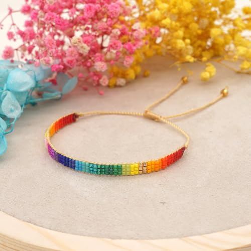 Handmade Boho Seed Bead Friendship Strand Bracelets for Women Charm Adjustable Couples String Rope Braided Bohemia Multicolor Beaded Bracelet Fashion Jewelry Gift2