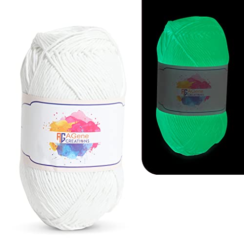 1 Role Premium Quality (234 Yards) Glow in The Dark Yarn String, Luminous White Yarn for Craft, Thick Yarn for Crochet, DIY Crocheting Supplies - Knitting Thread 2mm Width