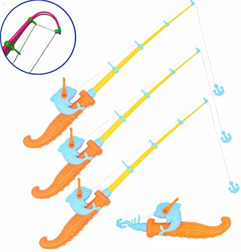 3 Pcs Magnetic Fishing Rod Pole Pool Toy, Magnetic Fishing Game for Toddler Kids, Baby Bath Toy, Educational Learning Toys, Bathtime Toys for Boys, Plastic Floating Fish Fishing Pool Toy for Kids