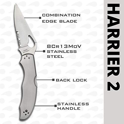 Spyderco Harrier 2 Folding Pocket Knife with 3.3" 8Cr13MoV Steel Blade and Stainless Steel Handle - EDC Knife for Men and Women, Perfect for Hunting, Tactical, Camping, Survival - PlainEdge - BY01P2 - Image 3