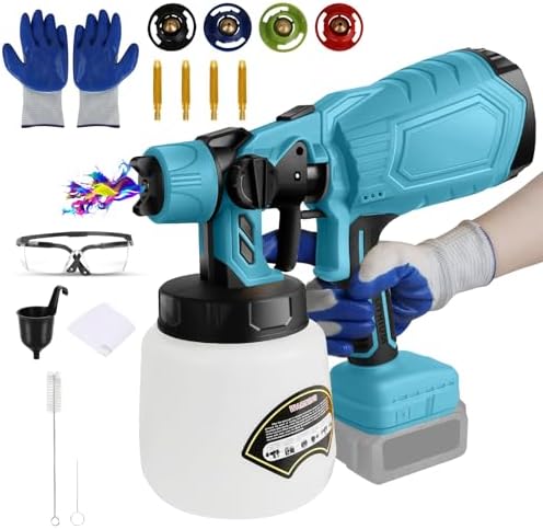 Cordless Paint Sprayer With 2 Big Batteries & Large Container – Perfect For House, Furniture, Fences