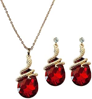 Jewellery sets for women Snake Teardrop Pendant Bridal Necklace and earring Sets 14K Gold PlatedGold Embellished with Opal Fashion Wedding Crystal Jewelry Set Gift for Birthday