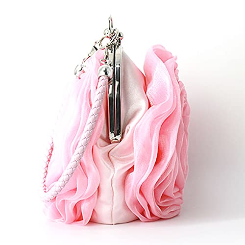Image of Buddy Women Rose Shaped Clutch Soft Satin Wristlet Handbag Wedding Party Purse