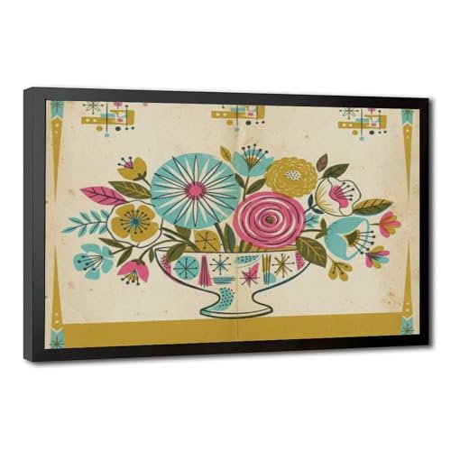 Impression sur toile rétro florale et botanique pour déco chambre vintage 40x61cm