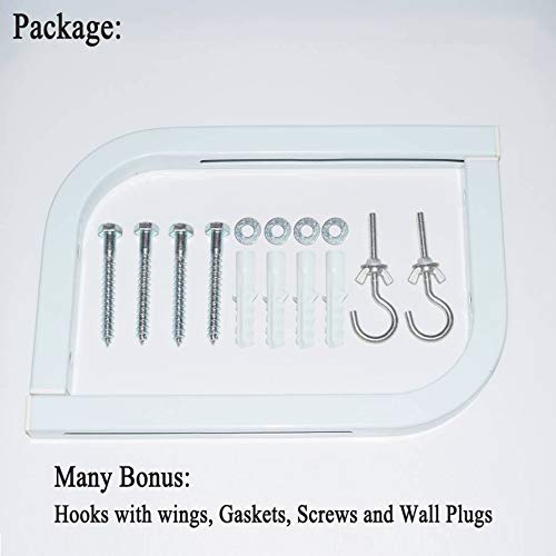 2-Be-Best Universal Projector Screen Mount L-Bracket 11 In Longer Wall Hanging Mount Adjustable Extension With Hook Manual Projector Screen Hanger Max Loading 66 Lbs /30Kg White For Office Home #TOP6