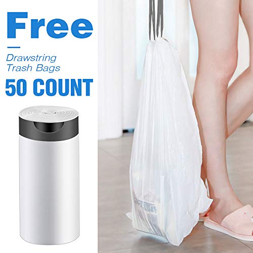6 Piece Bathroom Accessories Sets,Bathroom Set 6 Pieces Plastic Lotion Dispenser,Toothbrush Holder,Bathroom Tumblers,Soap Dish,Trash Can,Toilet Brush Set With Drawstring Trash Bags (White) #TOP5