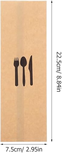 Miniatura 4 de DOITOOL 100 bolsas de papel kraft para cubiertos para fiestas, bodas y eventos, fundas seguras y sanitarias para utensilios para decoración de mesa