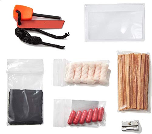 Off Grid Tools Mini Pocket Fire Starting Kit, 21 Pieces Outdoor Survival Kit, Resealable Waterproof Bag, Includes Survival Information Sheet, Tactical Gear & Accessories