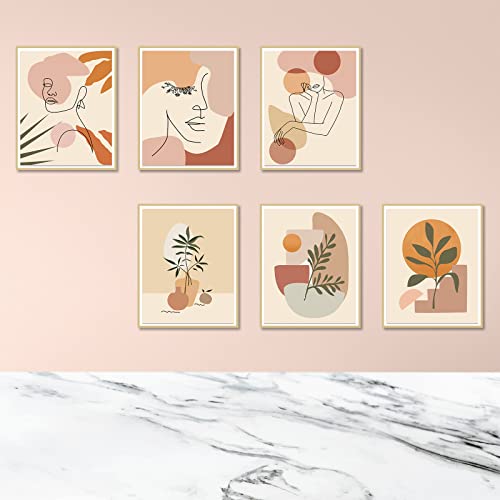 9 Pieces Abstract Wall Art Minimalist Wall Art Prints Minimalist Boho Wall Art Abstract Line Art Woman Botanical Plant Painting Abstract Wall Decor For Living Room Bedroom Kitchen Office, Unframed #TOP4