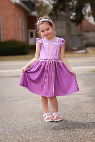 Image of Disney Frozen Elsa Princess Minnie Mouse Stitch Toddler Girl Dresses 2 Pack Short Ruffle Sleeve Costume Set Outfit 2-13 Years