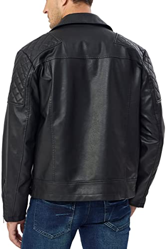 Fahsyee Men's Faux Leather Moto Jacket