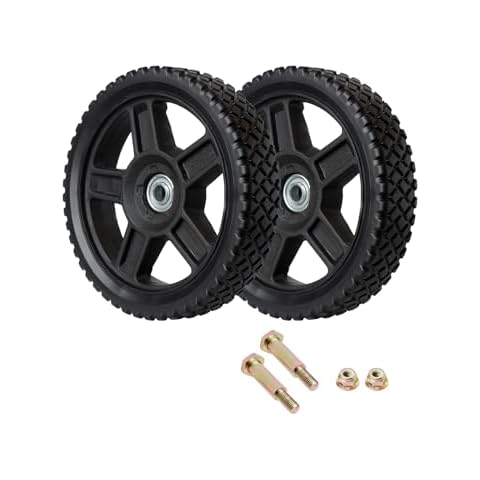 8 Inch Lawn Mower Wheels Wheel kits with Bolts & Nuts - Set of 2 Push Mower Plastic Wheels Fits Craftsman Mower Generator Garden Tiller Most Standard Lawn Mowers (8×1.75'') Cover