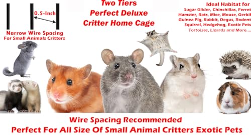 image for Mcage Deluxe Two Tiers Small Animal Critter Cage Chew-Proof Tight 1/2-