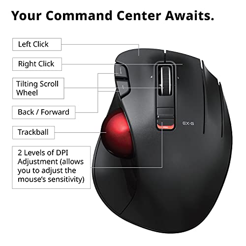 Elecom Ex-G Trackball Mouse, 2.4Ghz Wireless, Thumb Control, 6-Button Function With Smooth Tracking, Ergonomic Design, Optical Gaming Sensor, Smooth Red Ball, Windows11, Macos (M-Xt3Drbk-G) #TOP5