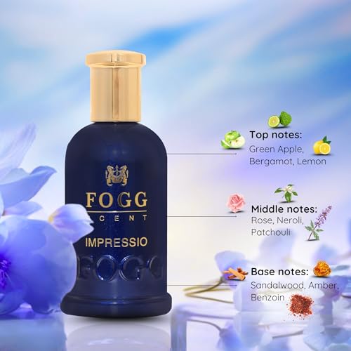 Fogg Scent Impressio Eau de Parfum for Men | Fresh Woody Aromatic Perfume | Daily Wear Fragrance with Green Apple & Bergamot | Long Lasting EDP | 3.38 oz (100 ml)