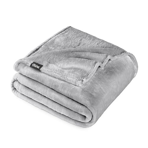 Bare Home Fleece Blanket - Full/Queen - Ultra-Soft Lightweight for Bed, Sofa, and Couch - Luxury Microplush - Cozy Warm Blanket (Full/Queen, Light Grey)