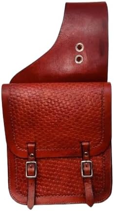 Horse Saddle Bag Cowhide Genuine Leather Western Equestrian Trail Tooling Carving Horse Saddle Bag Tooled Carved Pack Equipment Horse Saddle Bags Size: 10” L x 10” W x 3 ½” D inches, CRVD37