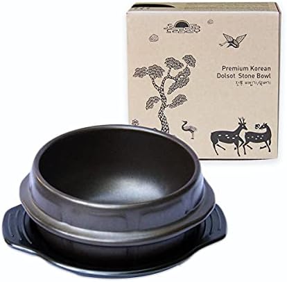 Crazy Korean Cooking Korean Stone Bowl (Dolsot), Sizzling Hot Pot for Bibimbap and Soup - Premium Ceramic (Very Small, No Lid)