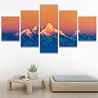SIGNWIN 5 Panel Canvas Wall Art Modern Art Expressive Landscape Modern Mountain Top Multicolor Photography for Home Decorations Ready to Hang - 60