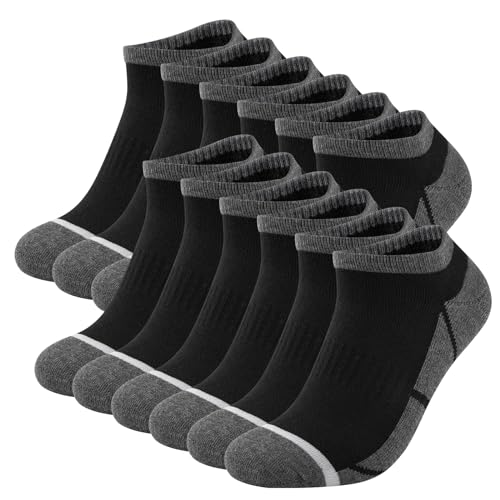 COOVAN 12 Pack Mens Ankle Socks Cushioned Running Sport Socks Breathable Anti-Blister Low Cut Athletic Socks - Main Image
