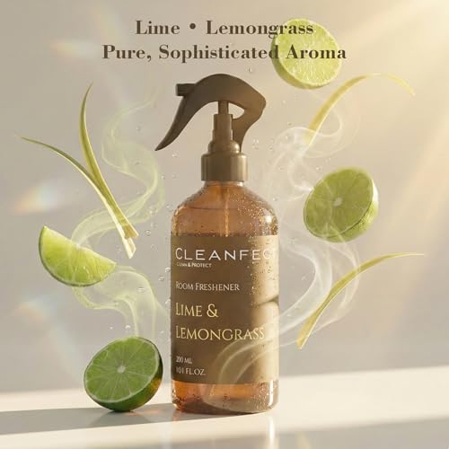 Image of Lime & Lemongrass Room Spray 300ml - Luxury Air Freshener with Natural Oils, Long Lasting Home Fragrance, Odor Neutralizer for Bathroom, Bedroom, Living Room & Office