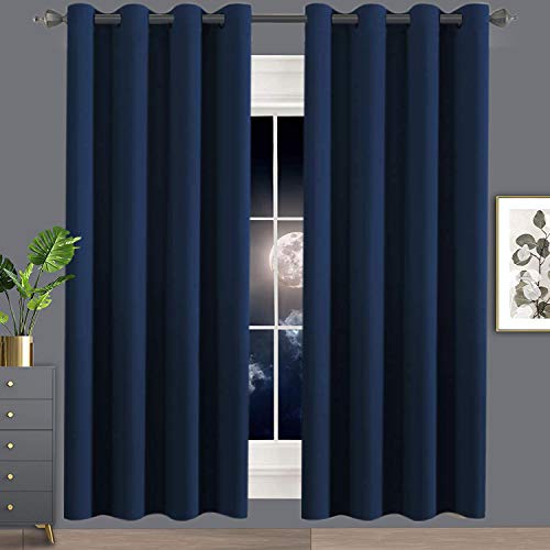 Reviews y listado de Barras estores del mes. 23 Cortinas Blackout 180x220cm, Estor Ventana, Opacas Suaves con Ojales Aislamiento Térmico para Dormitorio o Salón Dobladillo para Barra - Azul Marino