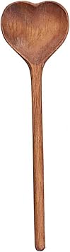 Brown Small Wooden Spoon, Small Soup Spoon Love Heart Serving Wooden Teaspoon Espresso for Coffee Tea Jam Bath Salts Desserts, Dishwasher Safe Kitchen Gadget