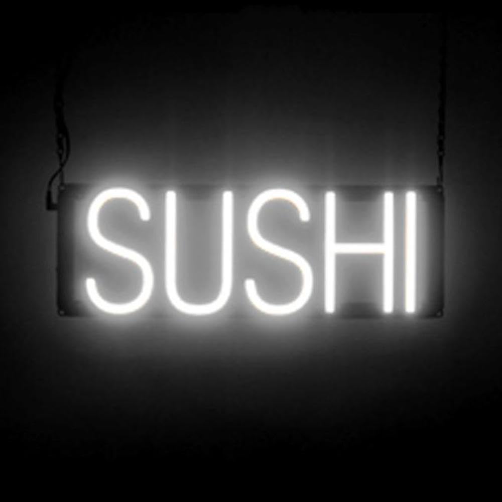 SpellBrite LED Neon SUSHI Sign for Business - White, 18" x 6"