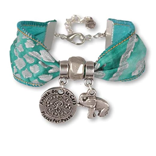 Anisch de la Cara Hakuna Matata Teal damarmband – Hakuna Matata armband med karbinhake – omkrets ca 16–20 cm, med justeringskedjor – A4010922-c